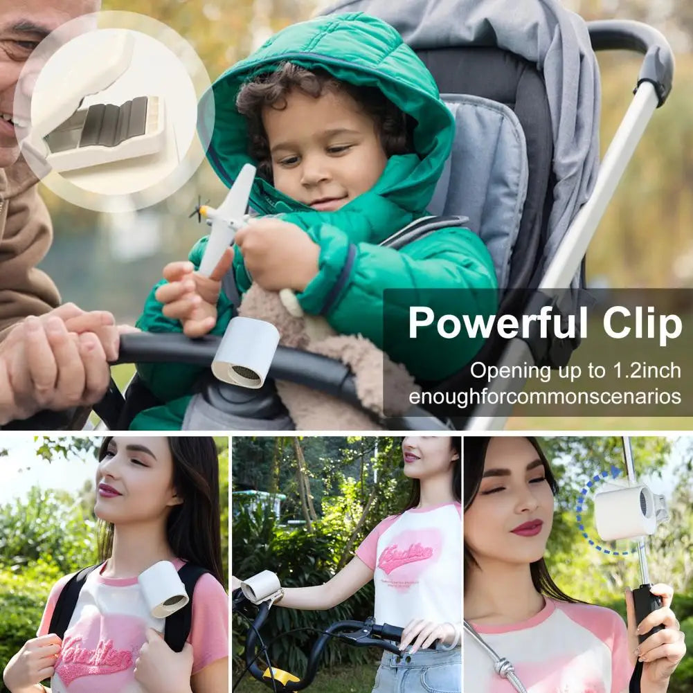 Rechargeable Hanging Fan Lightweight Fan Portable Clip-on Mini Fan with 360 Degree Rotation Led Display Adjustable for Summer