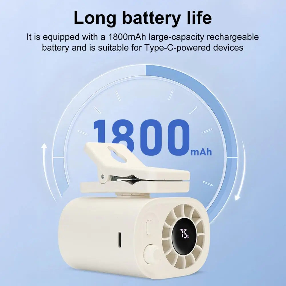 Rechargeable Hanging Fan Lightweight Fan Portable Clip-on Mini Fan with 360 Degree Rotation Led Display Adjustable for Summer