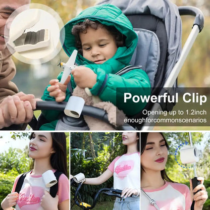 Rechargeable Hanging Fan Lightweight Fan Portable Clip-on Mini Fan with 360 Degree Rotation Led Display Adjustable for Summer