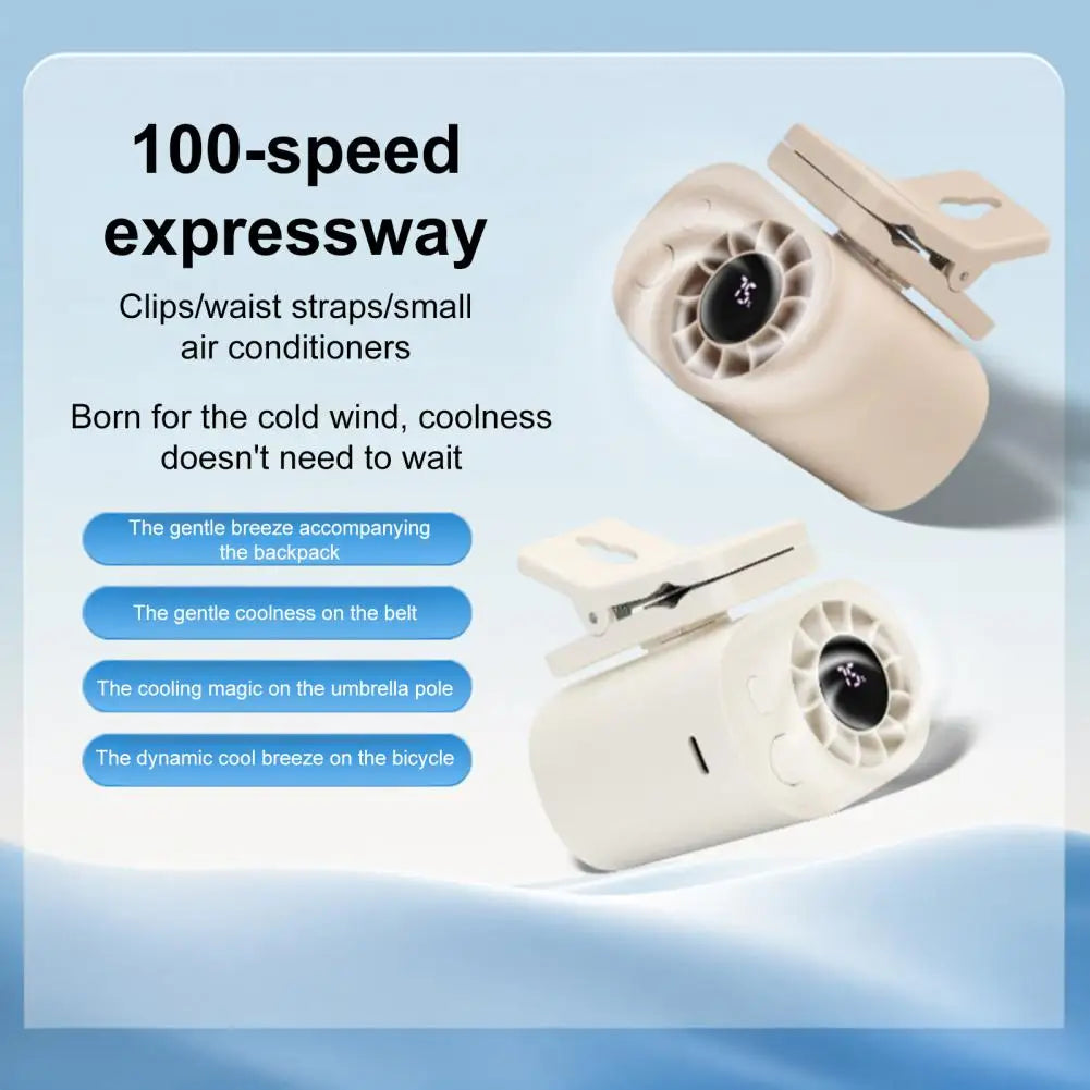 Rechargeable Hanging Fan Lightweight Fan Portable Clip-on Mini Fan with 360 Degree Rotation Led Display Adjustable for Summer